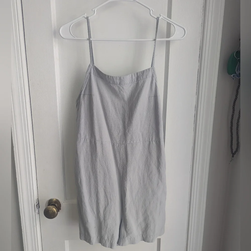 Rhythm. Light Gray Linen Spaghetti-Strap Jumpsuit